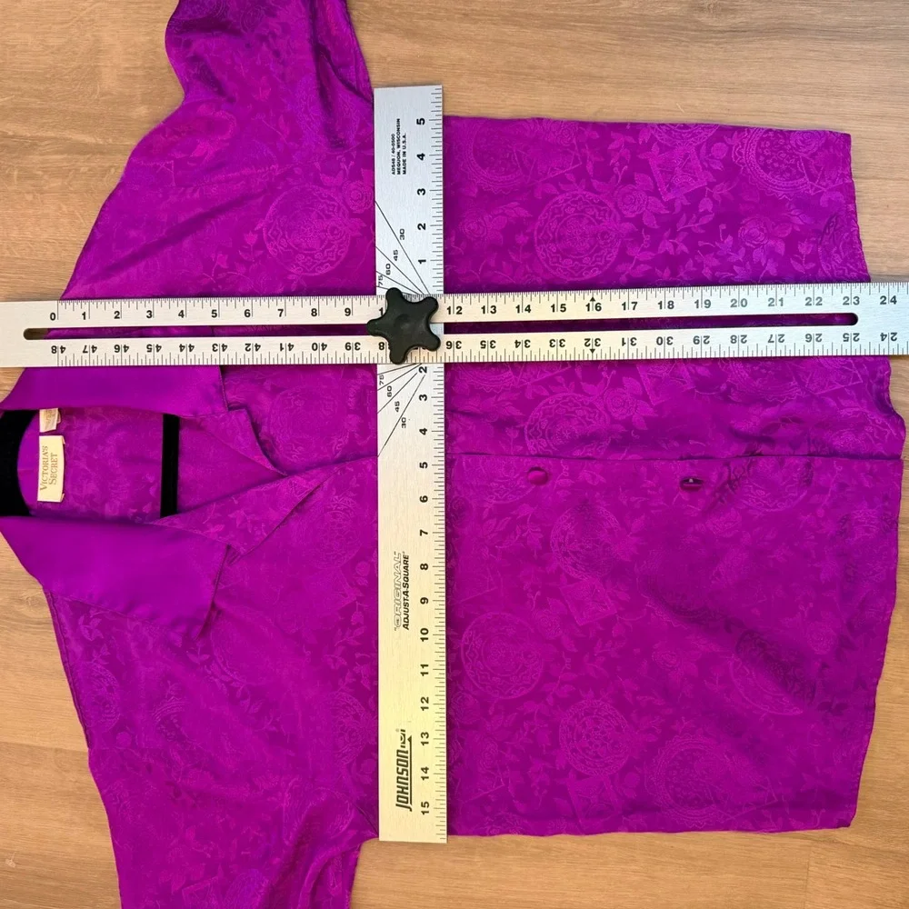 VTG Victoria's Secret‎ Womens S Magenta Satin Floral Damask Pajama Set Y2K
